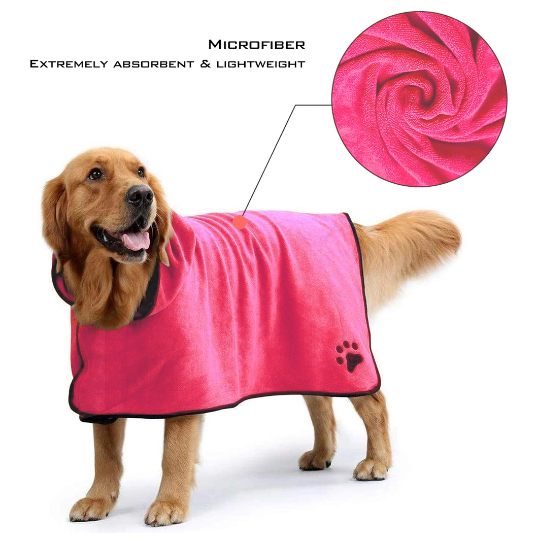 Wholesale Super Absorbent Soft Puppy Towel Robe Dog Cat Bathrobe Grooming Quick Drying Pet Product Dog Coat Towel for Large Dog