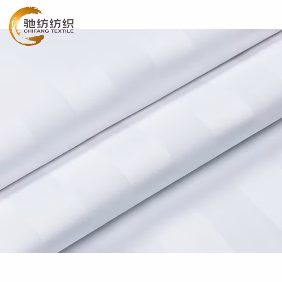 100% 면 줄무늬 3cm 흰색 새틴 패브릭 호텔 침구 시트 세트